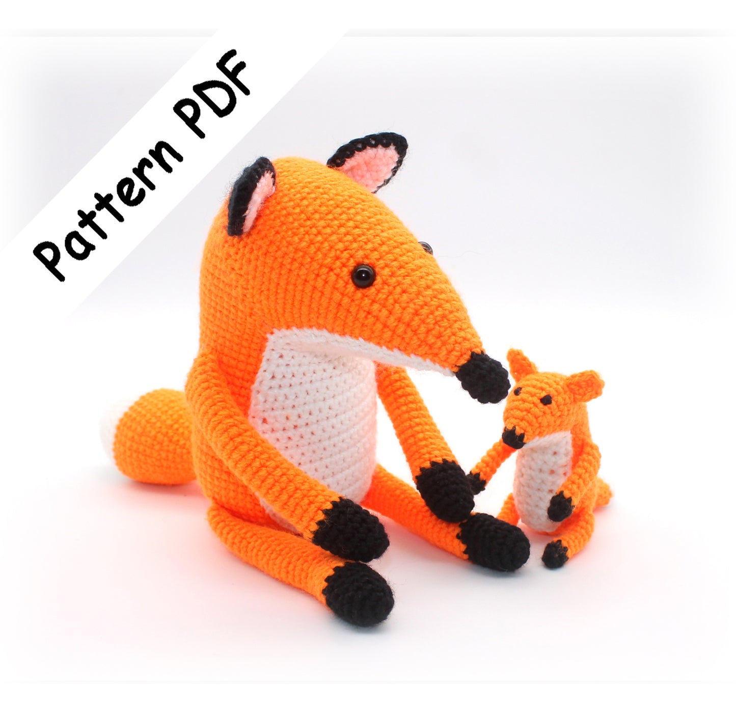 crochet fox mother with baby