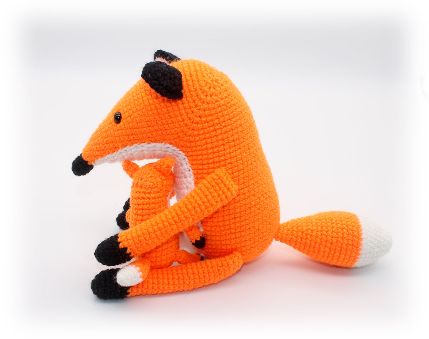 crochet fox mother with baby