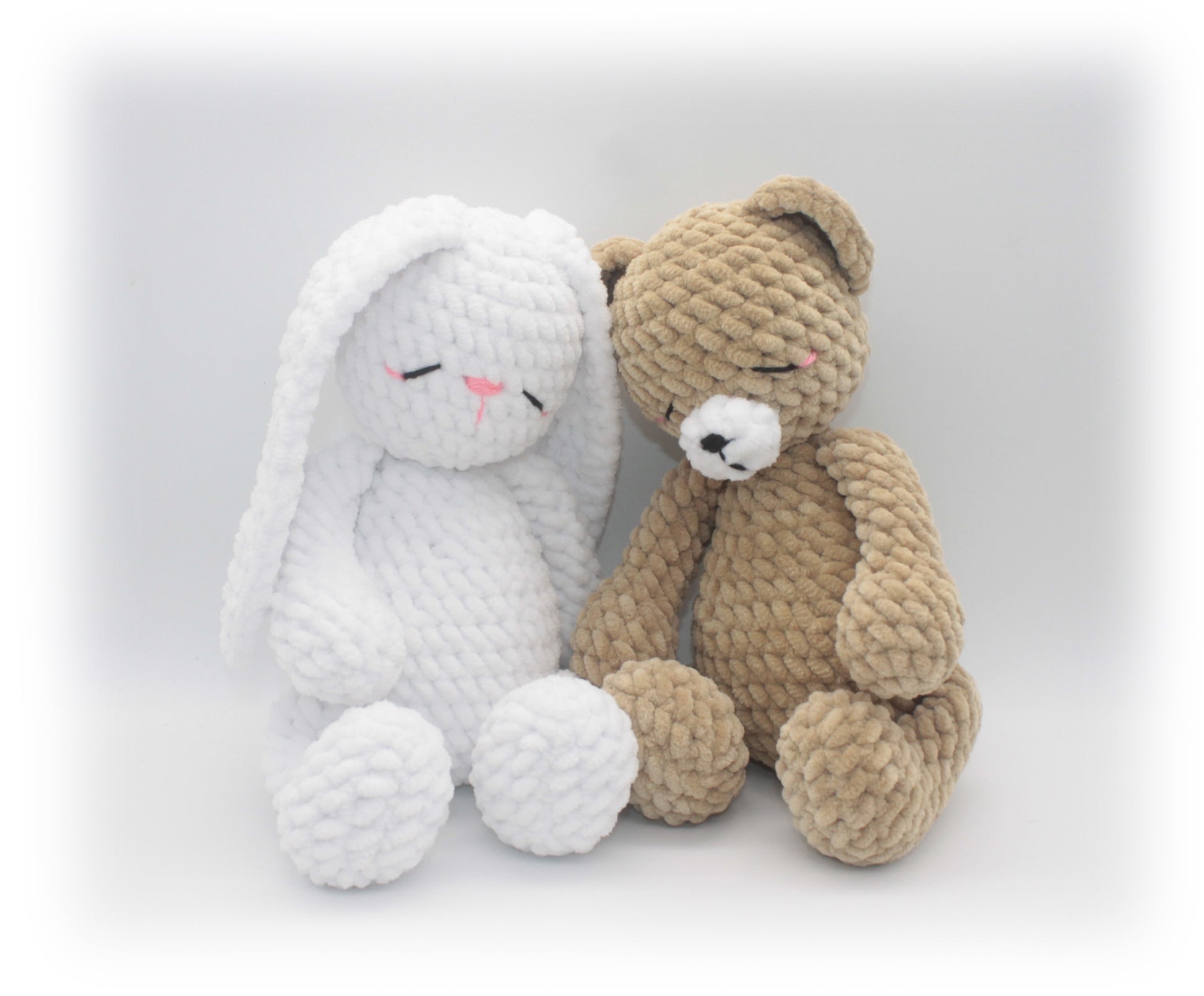 crochet sleeping bear and bunny