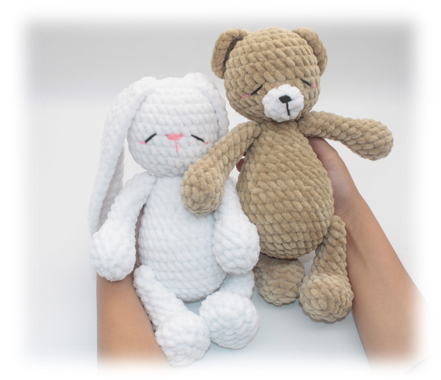 crochet sleeping bear and bunny