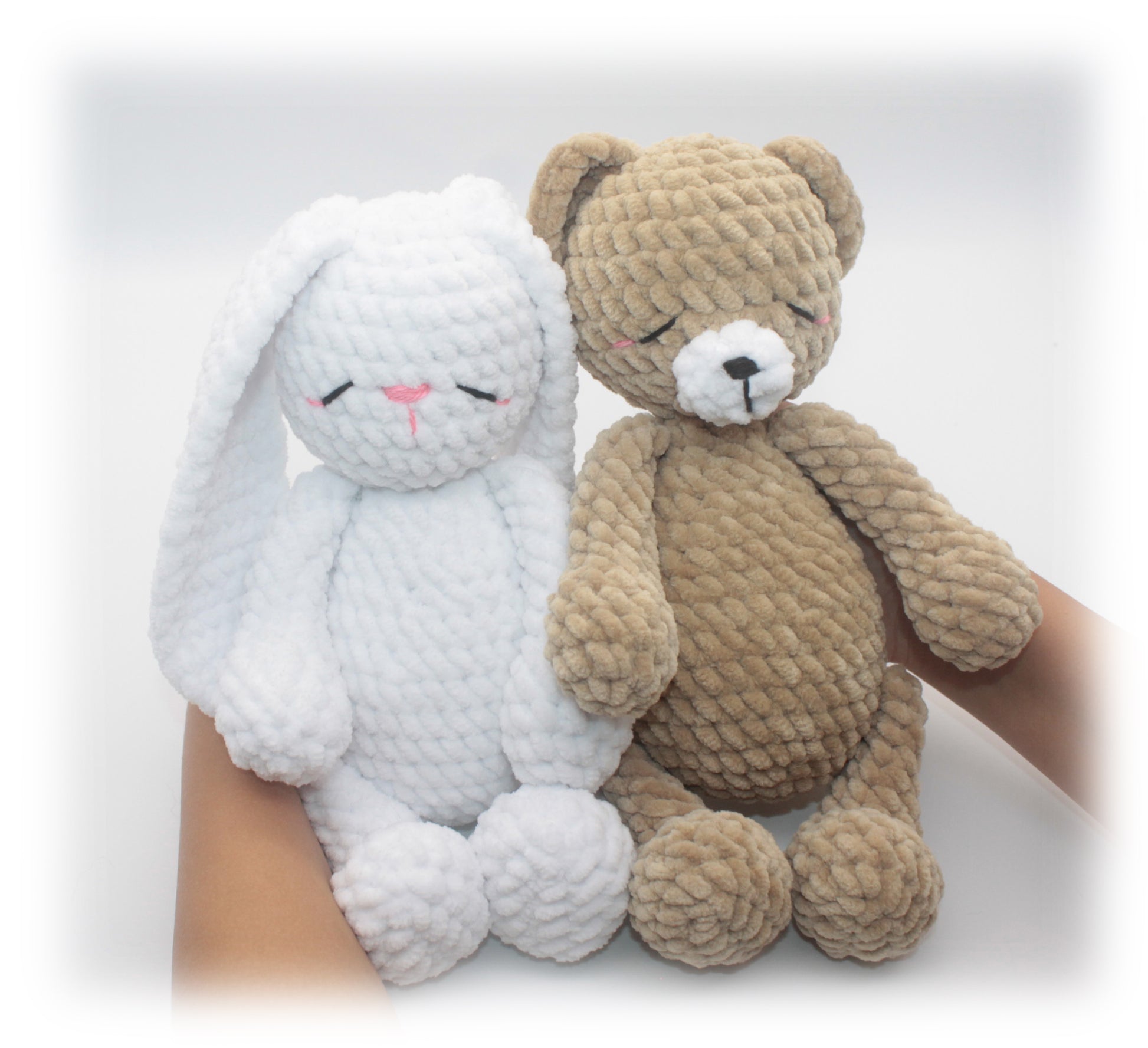 crochet sleeping bear and bunny