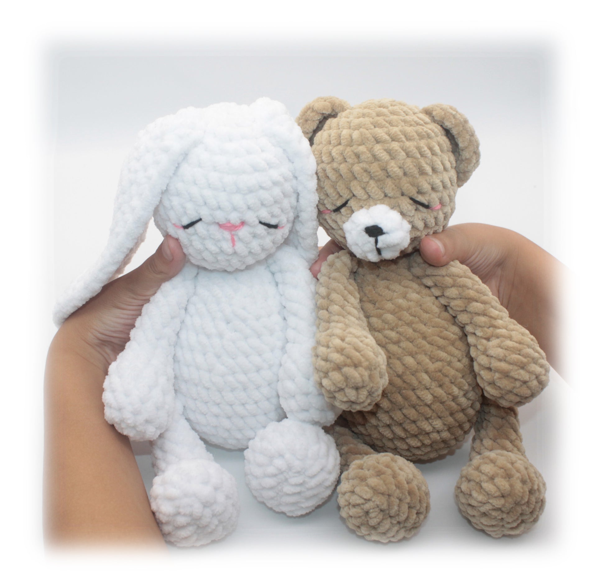 crochet sleeping bear and bunny