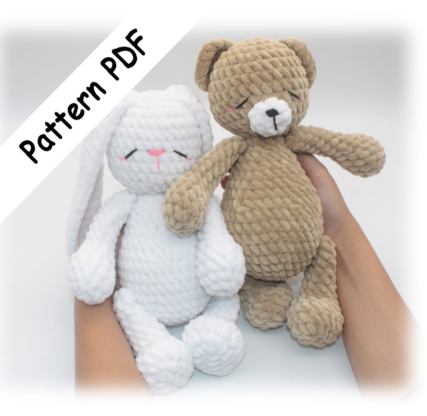 crochet sleeping bear and bunny