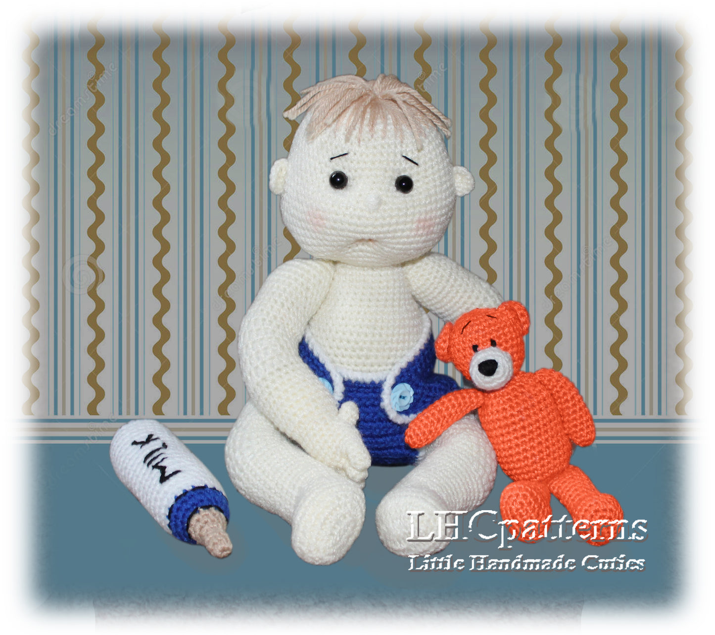 CROCHET PATTERN: Baby Ollie Doll with its Bear Toy