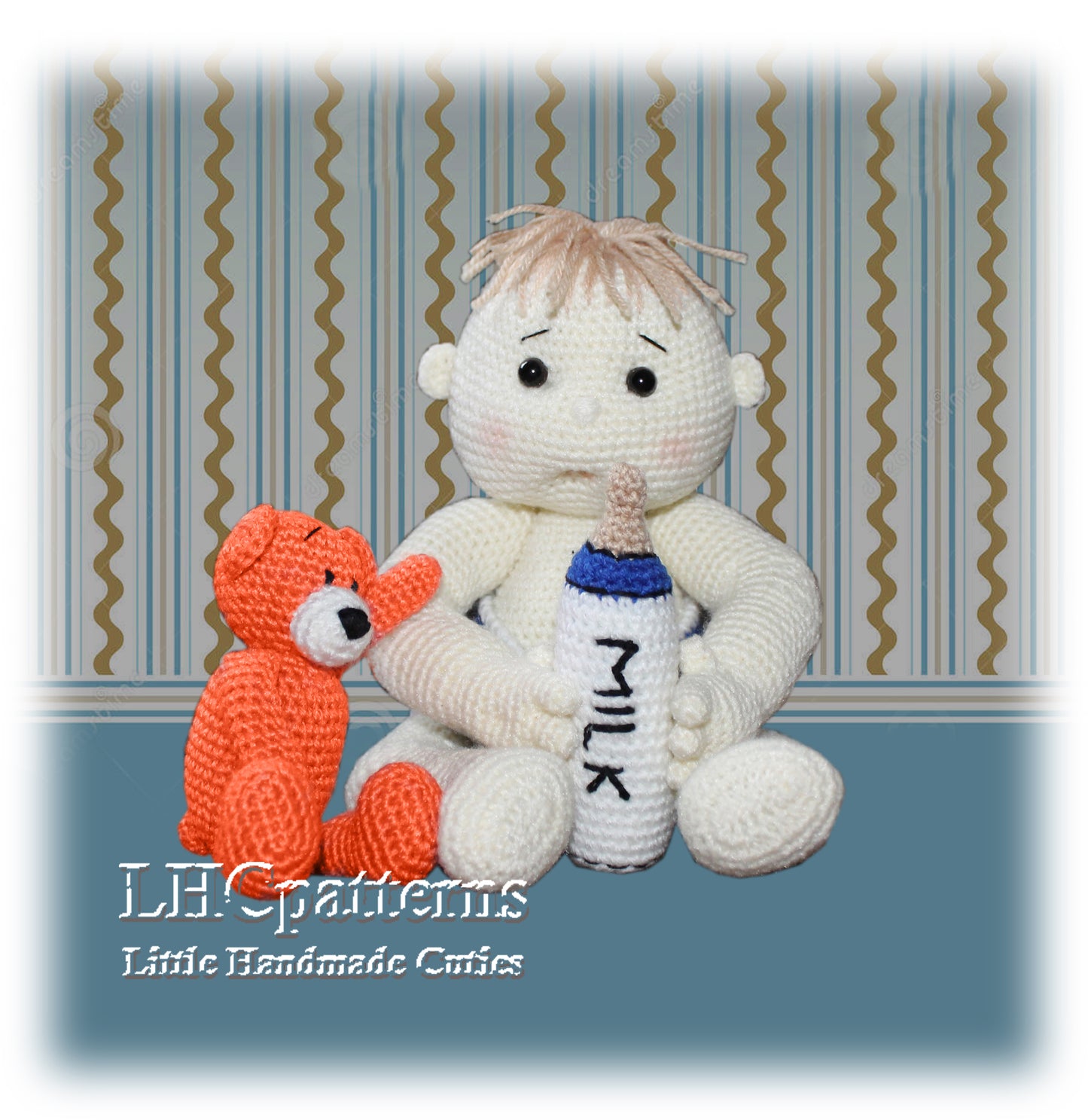 CROCHET PATTERN: Baby Ollie Doll with its Bear Toy