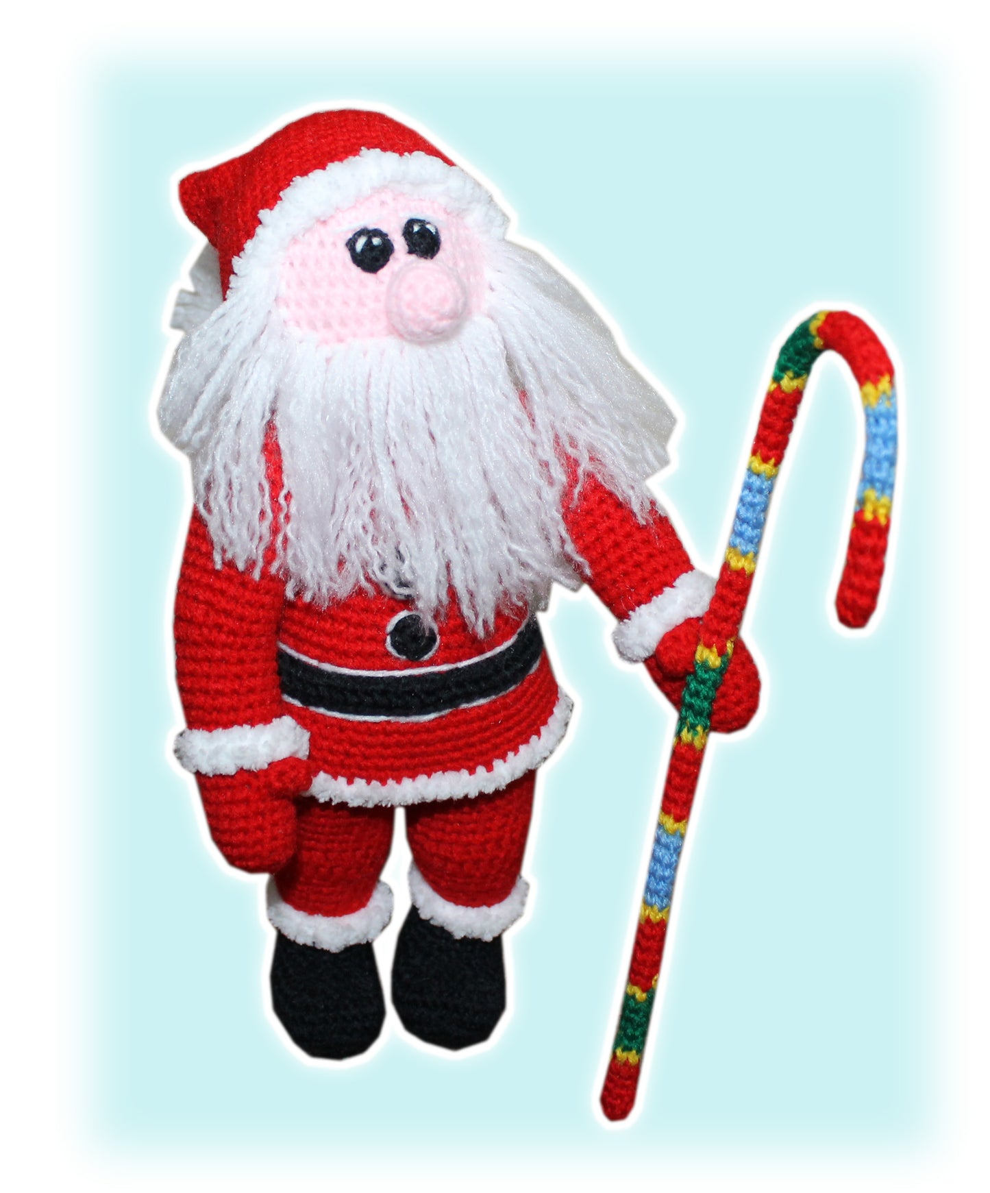 crochet santa claus with cane