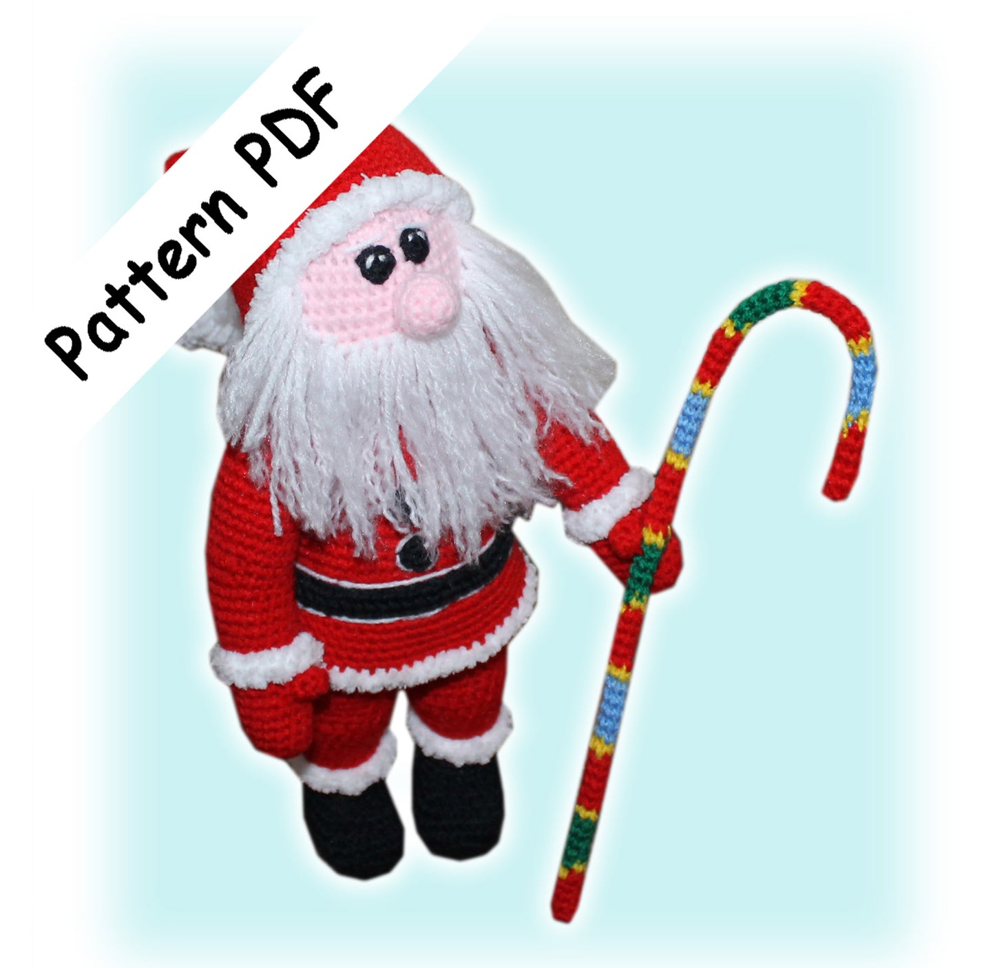 crochet santa claus with cane